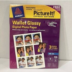 Avery Microsoft Picture It Wallet Glossy Express Software Photo Paper 108 Prints